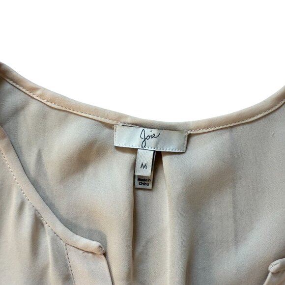 Joie 100% Silk Blouse Top Women's Size Medium Pocket & Roll-Tab Sleeves Cream - Picture 5 of 9